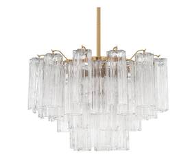 Add-308-ag-cl Crystorama Lighting Group Add-308-cl Addis 9 Light 22 Inch W Waterfall - Brass