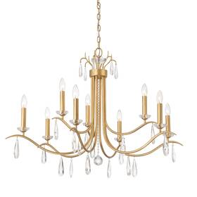 Rol-18819-ga Crystorama Lighting Group Rol-18819 Rollins 9 Light 40 Inch W Crystal - Gold