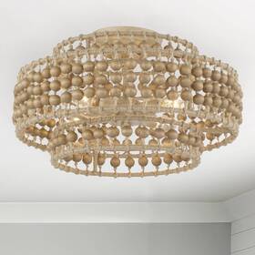 Crystorama Sil-b6003-bs Ceiling Silas 16 Inch W Wooden Beads And Rope Ceiling Light