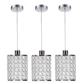 Cuaulans 704108664293 3 Pack Crystal Pendant Light Modern Chrome Kitchen Island Lighting C