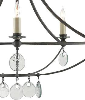 9000-0641 Currey & Company Novella Small Black Chandelier With Recycled Glass
