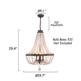 Curvecurio 765169194808 Farmhouse Chandelier 4 Blubs Antique Wood