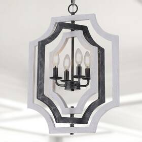 Cusp Barn 763344729562 Wooden Chandelier 4-light Pendant Light Geometric Shape Ceiling