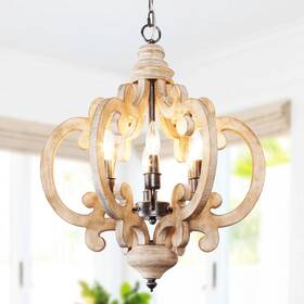 Cusp Barn 765157301522 Modern Farmhouse 6-light Wood Chandelier Cottage Weathered