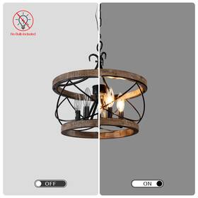 Cusp Barn 768683900313 5-light Farmhouse Wood Chandelier Adjustable Handmade Rustic Drum