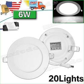 Yp9wl Cutever 20 Pack 6w Led Ceiling Lights Ultra-thin Recessed Kit 6000k Daylight