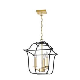 1223p12-3-602 Cwi Lighting Tudor 3 Light Pendant With Satin Gold And Black Finish