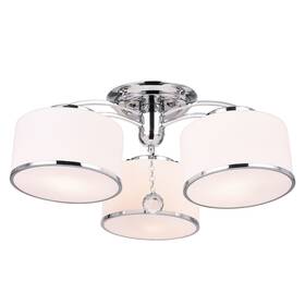 Cwi Lighting 695320014532 Frosted 3 Light 24in Chrome Drum Shade Flush Mount