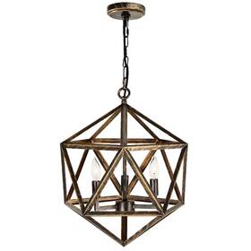 9641p17-3-128 Cwi Lighting Amazon 3 -light Antique Forged Copper Rustic Geometric Hanging