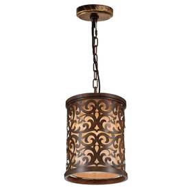 9807p9-1-116 Cwi Lighting Nicole 1 Light Drum Shade Mini Pendant With Brushed Chocolate