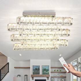 Qh-mc035 Cxgleaming 20.4 Inch Modern Crystal Chandeliers 6 Lights Led Flush Mount Ceiling Light With