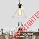 Cy045 Funnel Hanging Glass Shade Glowry 9.5 Vintage Industrial Chandelier Pendant Edison Antique Light Fixture