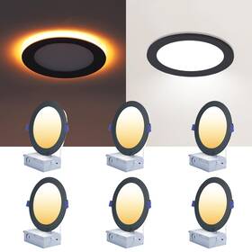 Mi-nrl6-bl6p Cycevsun 6 Pack Black Recessed Lights Inch With Night Light Canless Ultra Thin Wafe