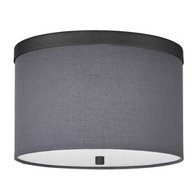 Frd-122fh-mb-gry Dainolite Frd-122fh Frederica 2 Light 12 Inch W Flush Mount Drum - Grey / Matte Black