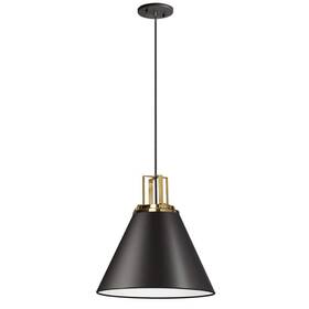Sns-141p-mb-agb Dainolite Pendant 1-light 14.25 Inch X14 Aged Brass Island Modern Bell Matte Black