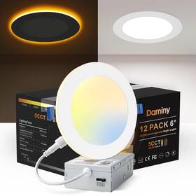 P205c Daminy 12 Pack 6 Inch 5cct Led Recessed Light With Night Ultra-thin Canless Re