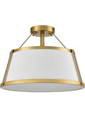 T7235cu-j Danseer Drum Ceiling Light Semi Flush Mount Gold Finish Dimmable Led For Bedr
