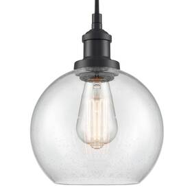 B5055du-bk Daycent Modern Farmhouse Seeded Glass Pendant Light Black Globe Lighting For