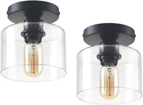Hk335 Deamakk 606267280614 2x Modern Semi Flush Mount Ceiling Light Fixture Rustic E26 Black Clear Glass