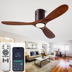 1170-52bw-xl Dearnow 52 Inch Ceiling Fan With Light 6 Speed Remote/app Control Solid Wood