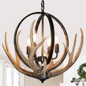 Qpa29t7sz4heisb8t Debemenes Antler Chandelier 4-light For Dining Room Large Deer Fixtures With