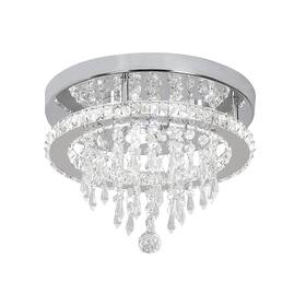 Deckrico 767186990340 Modern K9 Crystal Chandelier 3 Led Lights Stainless Steel Pendant Lamp Flush