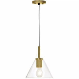 Pe6017ha-gld Decor Living 1-light Brushed Gold Mini Pendant With Glass Cone Shade