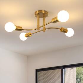 Delipop 30896808 Sputnik Ceiling Light Fixture 4-light Gold Modern Semi Flush Mount Ceil