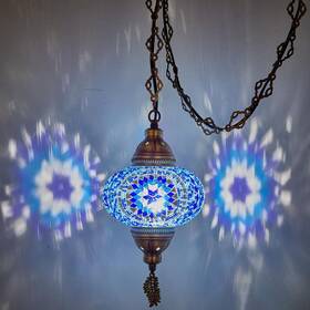 Demmex 681925093883 Plug-in Turkish Moroccan Mosaic Hanging Pendant Ceiling Light Swag L