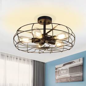 Ws-fnc9-60b Depuley 5-light Industrial Ceiling Light 19 Inch Farmhouse Semi Flush Mount Chandeli