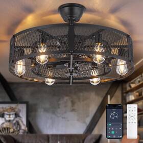 Ws-fpz17-60b Depuley Outdoor Ceiling Fan With Light 26 Inch Caged Fans Remote Ap