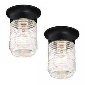587576 Design House 044321587574 2-pack Jelly Jar 1-light Indoor/outdoor Flush Mount Ceiling Light Black