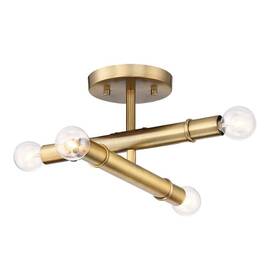 92711-osb Designers Fountain Emmett 12 Inch 4-light Old Satin Brass Mid-century Entryway Semi-flush Mount With