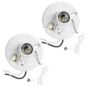 Hpls01a Dewenwils Light Socket With Grounded Outlet Porcelain Pull Chain Fixture