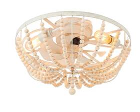 Deyidn 762704536185 19.69 Inch Boho Ceiling Fan With 4-light Wooden Beads Remote