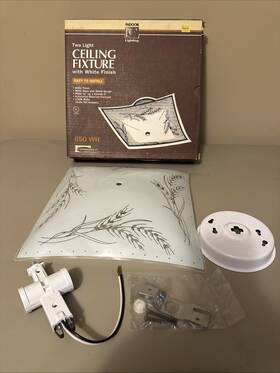 Dft Lighting 051606009928 New 1989 Vintage White Wheat Square Bedroom 2-light Fixture 12 Inch Diamond F