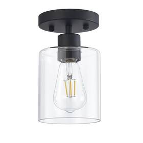 Dt-c0112001bk Diduio Black Semi Flush Mount Ceiling Light Fixture 1-light For Hallway Bedroom Entry