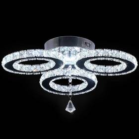 Diisunbihuo 708257119567 16 Inch Lamparas De Techo Ara A Cristal 3 Anillos Elegantes Para Sala Cuarto Moderna