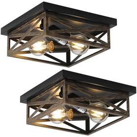 Tyxdd-2pcsrustic Dikaida 2pack Rustic Flush Mount Ceiling Light Fixture Modern Farmhouse