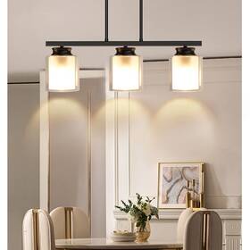 Dinglilighting 740379209672 Dllt 3light Pendant Light Fixture Metal Kitchen Island Lighting With Glass Shade