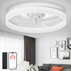 Ws-fpz195-20c Dinglilighting Dllt Modern Ceiling Fans With Lights 20 Inch Flush Mount Low Profile Fan