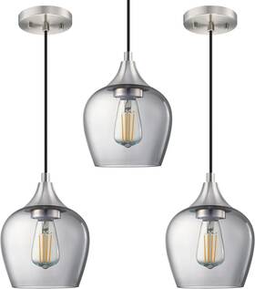 B0d3d2shzz Dolaimy House 3 Pack 1 Light Indoor Hanging Kitchen Island 5.85 Inch Smokey Grey Glass Pendant Cei