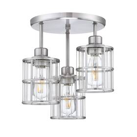 E-gscl-3 Doraimi 3-light Ceiling Light Semi-flush Mount Fixture With Metal Cage In Chrome