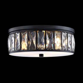 5026-b210 Doraimi Lighting Crystal Farmhouse Drum Semi Flush Mount Close To Ceiling Light Fixture Black