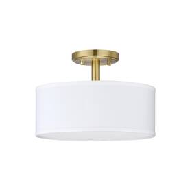 6014-6007 Doraimi Lighting Led Off White Fabric Drum Shade Semi Flush Mount Ceiling Light Ps Diffuser With