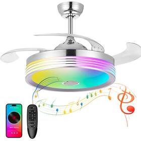 Dr.light 765011920449 42 Inch Retractable Ceiling Fan With Lights And Remote Control 6speed Dimmab