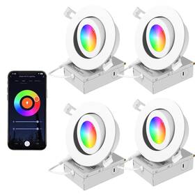 Smart-02l Drart Smart Recessed Lighting 4 Inch Wi-fi Rgbcw Color Changing Gimbal Lights Dim