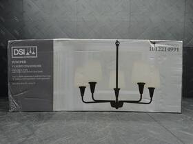 1012214991 Dsi Lighting Juniper 5-light Matte Black Chandelier With Opal Etched Glass Shades
