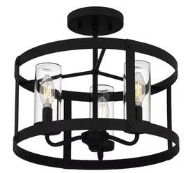 Hd6089d Dsi Lighting 3-light Matte Black Outdoor Semi-flush Mount Light With Glass Shades