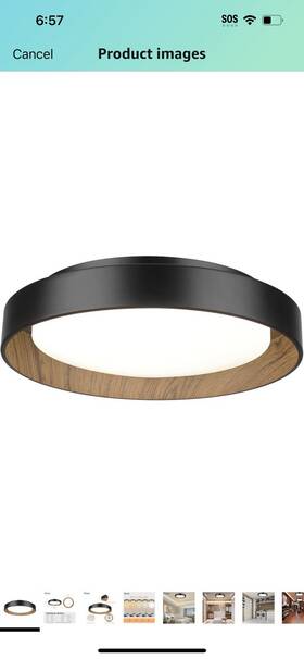 Dsyan Home 799904302074 Wood Accent Flush Mount Ceiling Light Led 13inch Black Close To Ligh